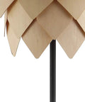 Close-up of 63 Inch Natural And Black Pinecone Wood And Metal LED Floor Lamp For Living Room With Dope Contemporary Scandinavian Design shade