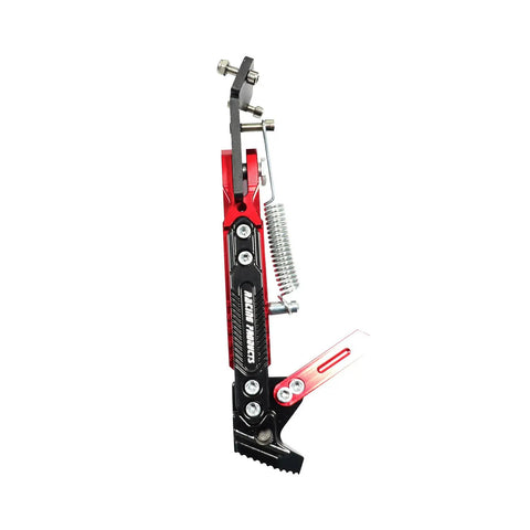Side view of Universal Kickstand Bracket For Motorcycles Dirt Bikes And Scooters With 55mm Hole Spacing, Heavy Duty Steel Mount