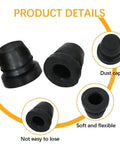 18 Piece Black Brake Dust Cover Kit Rubber Dust Stem Caps Grease Fitting Caps Brake Caliper Bleeder Caps Bleeder Screw Caps Rubber Dust Covers For Cars SUVs Trucks And Motorcycles, shown with detailed view highlighting dust cap and flexibility features.