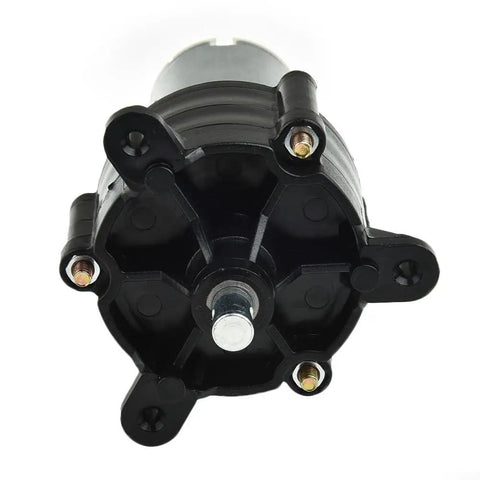Close-up of Hand Crank Generator With 6V 12V 24V Output Portable Grab And Go Dynamo Power Supply, compact black and silver.