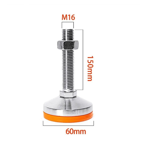 6 Pack Beefy Adjustable Leveling Feet For Furniture And Workbenches With Large Swivel Base Rock Solid Stability Up To 1000 Lbs Each No Wobble Anti Vibration Levelers For Tables Chairs Shelves And Industrial Equipment, M16 thread, 60mm base, 150mm height