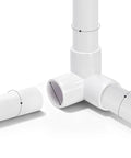 24 Pack Three Way Three Quarter Inch PVC Pipe Fittings Elbow Side Outlet 90 Degree Connectors for DIY builds and frames close-up view