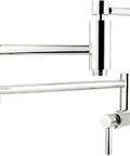 Pot Filler Wall Mount Kitchen Faucet With Swivel Double Joint Spout Solid Brass Reach Up To 20 Inches Polished Chrome