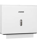 Heavy Duty 200 Sheet Multifold Paper Towel Dispenser With Easy No Drill Wall Mount Premium Abs Plastic White build, showing tissue output slot.