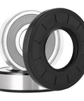 Heavy Duty Washer Tub Bearing And Seal Repair Kit Featuring Two Steel Ball Bearings And One Bulletproof Rubber Gasket close-up of steel ball bearings and rubber gasket.