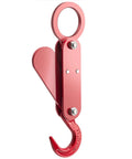 Red Gravity Powered Automatic Safety Hook for 2200 Lb Lifting, Mechanical Hook for Ton Bag Unloading, Heavy Duty Industrial Tool.
