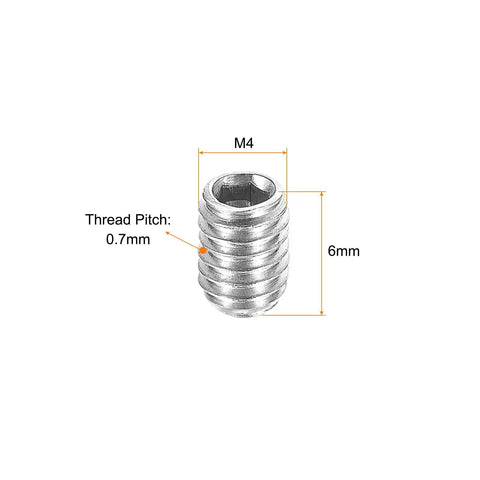 Ball Point Set Screws M4 X 6mm 304 Stainless Steel Metric Spring Hex Socket Screw 6mm length with 0.7mm pitch