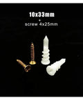 Self Drilling Wall Anchor Kit 100 Pieces With Tapping Screws For Drywall And Hollow Walls, Tool Free Mounting, shown with sizes 10x33mm and 4x25mm