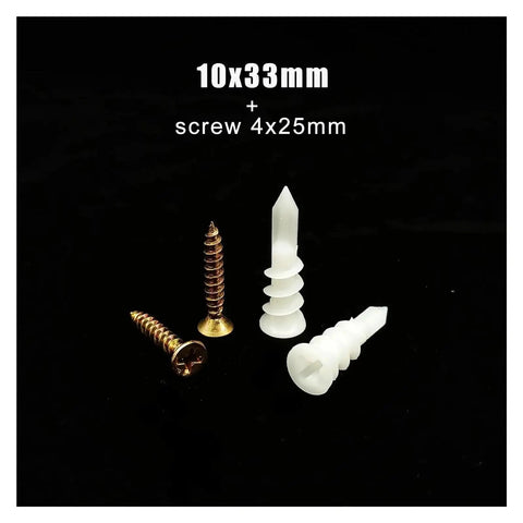 Heavy Duty Self Drilling Drywall Anchor Kit With Screws For Hollow Walls And Plastic Nylon Expansion Plugs, 10x33mm and 4x25mm