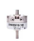 Pro Grade Single Vane Pneumatic Rotary Actuator Forty Millimeter Bore Size with stainless steel finish and exposed shaft.