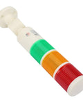 Compact 24VDC LED signal tower with red, orange, and green indicators for workshops and job sites, industrial status light for quick alerts.