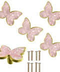 Pink Butterfly Shape Cabinet Knob Set Six Pack Handles For Cabinets, Drawers, Dressers, And Wardrobes, zinc alloy hardware