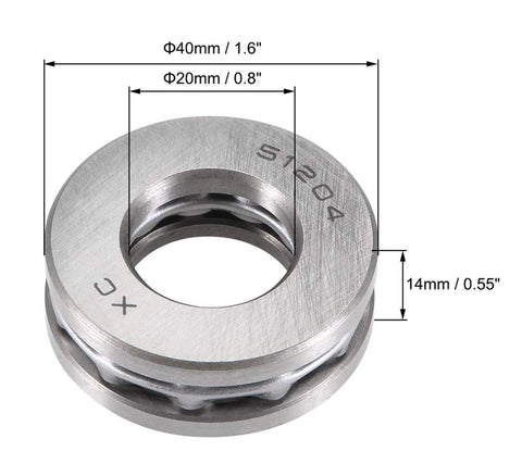 4 Pack 51204 Carbon Steel Axial Thrust Ball Bearings 20mm Inner Diameter 40mm Outer Diameter 14mm Width High Load