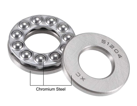 4 Pack 51204 Carbon Steel Axial Thrust Ball Bearings 20mm Inner Diameter 40mm Outer Diameter 14mm Width shown with chromium steel label