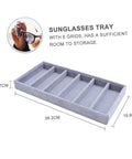 Keep Your Shades Locked And Loaded In This Slick Six Slot Sunglasses Tray And Jewelry Display Holder Crafted From Premium Soft Fabric For Zero Stress Eyewear Organization, grey fabric tray, six slots, 38.2cm x 18.8cm.