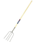 Long Knob Manure Fork With 48 Inch Ash Handle And 13 Inch Head, Forged Carbon Steel Tines, Oval Tines And Round Shoulders