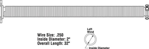 GD 12235 Garage Door Torsion Spring 0.250 In Wire By 2 In Inside Dimension By 32 In Length Green End Right Hand Wind Single Pack diagram
