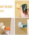 Wall Mounted Door Stopper Set Four Pack, Non Slip PP And TPR Material with adhesive backing being applied, shown in assorted colors