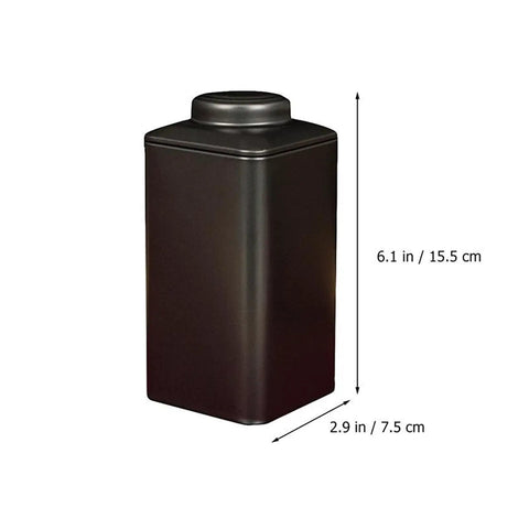 The Real Deal Airtight Iron Tea Tins With Tight Seal Keep Your Loose Leaf Coffee Beans And Spices Fresh All Week Long Set Of Two Black Metal Storage Jars, 6.1 x 2.9 inches.