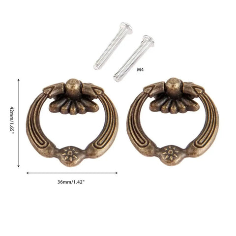 2 Pack Zinc Alloy Antique Bronze Drawer Handles for Furniture Cabinets and Doors Easy To Install with Screws Lightweight and Durable Perfect For Jewelry Boxes Wooden Boxes and Diy Projects.