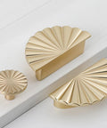 Semicircle Sunflower Cabinet Pulls In Brushed Gold Finish 6 Pack Durable Zinc Alloy Drawer Handles Knobs For Kitchen