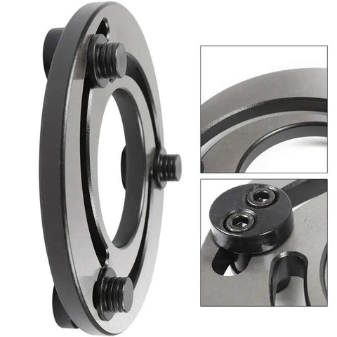 Close-up view of Heavy Duty Hydraulic Jaw Boring Ring Adjustable Three Jaw Chuck For Cnc Lathe Soft Top Jaws Bore Repair Claw Device.