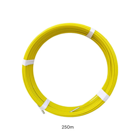 Heavy Duty Wire Puller Tool For Conduits And Ducts Flexible Fiberglass Threading Rod With A Firm Metal Tip That Glides Through Tight Bends And Long Runs 16mm X 250m Ideal For Electric Installation Projects, yellow coil