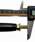 Heavy Duty Swivel Handwheel And Trailer Jack Handle Replacement With M8x1.25 Threads shown with measurement, black handle and brass threading.