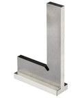 Front view of precision machinist square, 4 x 2.8 in, ground hardened steel, silver engineer square