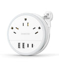 Hassle Free Travel Power Strip With Two Swift Usb C Ports, Ultra Compact Extension Cord for easy multi-device charging.