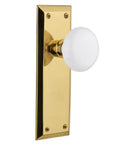 New York Style Plate And Interior White Porcelain Round Door Knob With Matching Plate For Vintage To Modern Doors