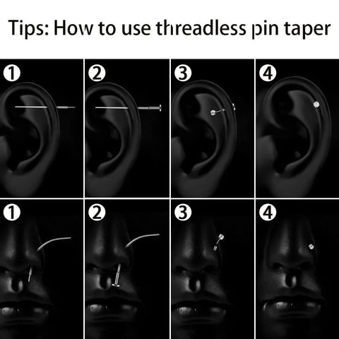 G23 Titanium Threadless Post Kit 20G For Nose Helix Cartilage Tragus Conch Lobe Labret Piercing Jewelry Implant Grade ASTM F136