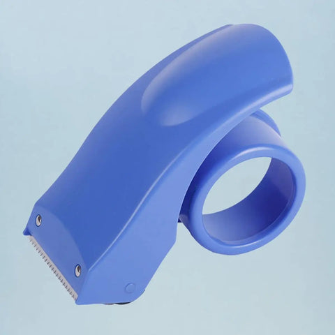 Rock Solid Heavy Duty Tape Dispenser Cutter With Ergonomic Grip And Sharp Steel Blade For 5 Cm Packing Tape in blue color.