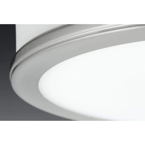 Bezel LED Flush Mount Ceiling Light Gray With Etched White Glass And Metal Trim 17W Integrated LED Sleek Architectural Style Ultra Slim Profile Energy Saving One Light Fixture For Modern Homes