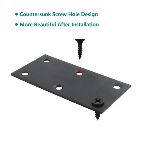4 Pack Flat Straight Brace Brackets For Furniture Wood Shelves And Cabinets In Black Stainless Steel Mending Plate With Mounting Screws