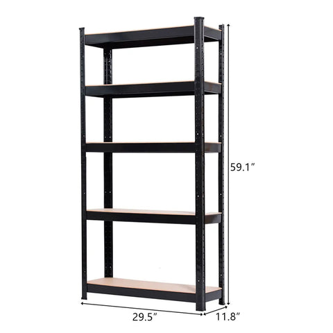 Hella Durable Wide Width 5 Tier Metal Shelving Rack With Quick Adjust Levels And Split Setup For Garage Pantry Or Basement Storage 1900 Lb Capacity Built Tough Black Utility Rack
