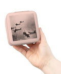 Pink Vintage Photo WWI British Aircraft Jewelry Travel Case With Soft Plush Interior Lining Ultra Compact 4x4x2 Inch Size Purse Friendly Carry On Organizer For Rings And Small Accessories.