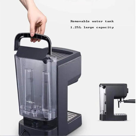 Semi Automatic Espresso Machine With 15 Bar High Pressure Extraction, Dual Independent Thermostats, 1.25L Water Tank