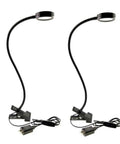 Two Pack USB Clamp Desk Lamp With 3 Color Temperatures 3000K 4500K 6000K 10 Level Dimming 48cm Gooseneck C Clip