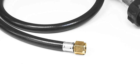 Close-up of hose from Adjustable 0 To 20 PSI Propane Regulator With Five Foot Hose For QCC1 Type1 Tanks Fits LP Gas Grills Turkey Fryers Patio Heaters