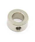Close-up view of 8mm stainless steel shaft lock collar with set-screw hole.