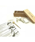 All In One Blade Cleaning And Maintenance Kit For Japanese Sword Care with choji oil, uchiko ball, and brass tools displayed