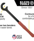 Heavy-Duty 12-Inch Cable Bender For 350 MCM Capacity Pro Grade Tool With Contoured Grip against white background, Made in USA.
