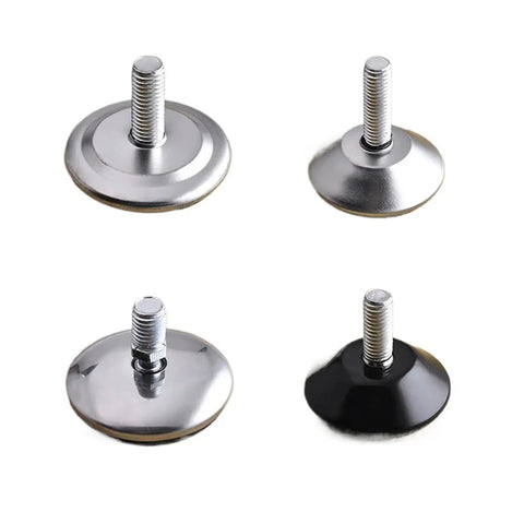 Sturdy Adjustable Furniture Legs Set 10 Pieces With Anti Slip Base And Leveling Feet For Tables And Cabinets Built To Last Easy Install Quiet Durable Supports M6 M8 M10 Screws Heavy Duty Hardware, close-up of metal and black bases