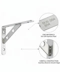 Beefy Heavy Duty Stainless Steel Wall Shelf Bracket L Shape Support with SUS 304 steel, seamless bends, and smooth edges