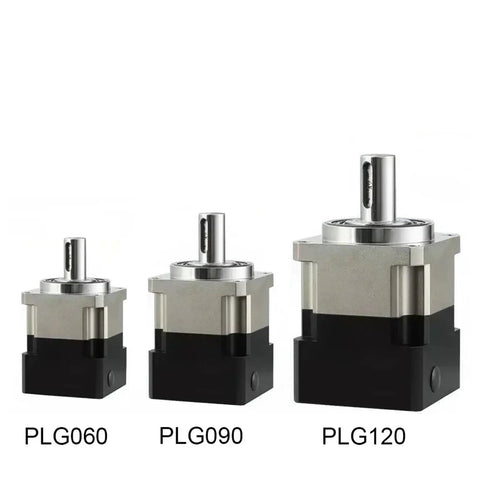 Heavy Duty Helical Gear Reducer Box For Nema 17 23 34 Stepper Motors And Flange Servos With 35Mm Input Shaft 20 To 1 Ratio in three sizes.
