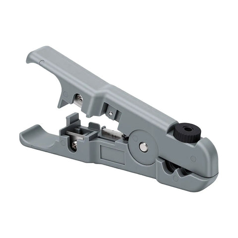Hilitand Compact Wire Stripper And Cutter Tool With Durable Sk5 Steel Blade And Strong Abs Body, gray handheld device, efficient dual function design.