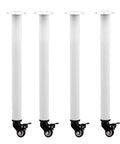 Beefy Heavy Duty Metal Furniture Legs With Casters For Cabinets Desks Chairs And Bars, 4 pieces, white steel, view of reinforced top