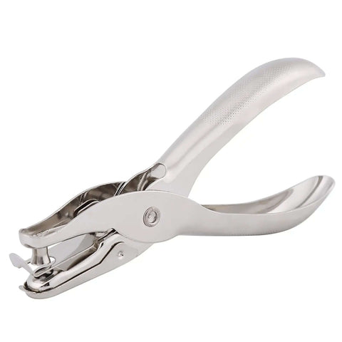 One-Hand Lever Action Paper Punch 6mm Circle Cutter For Crafts And Scrapbooking, lightweight easy use hole puncher, silver metal