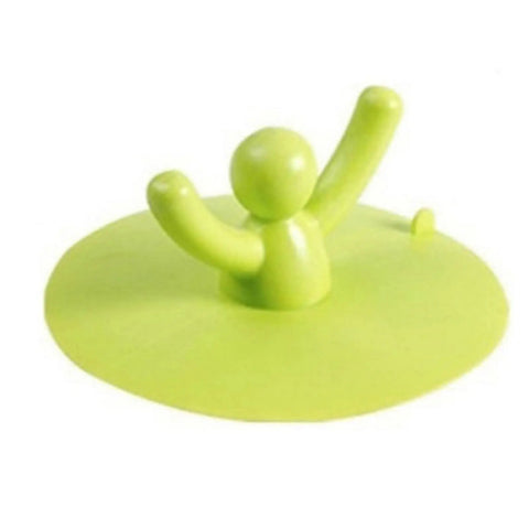 Shower Bathtub Drain Covers, Food Grade Silicone, Kitchen, Green small person design with strong suction for sink drain